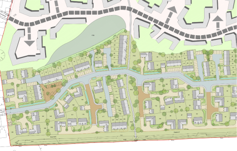 Architects coloured CAD layout for a local housing developer, architect drawing master plan